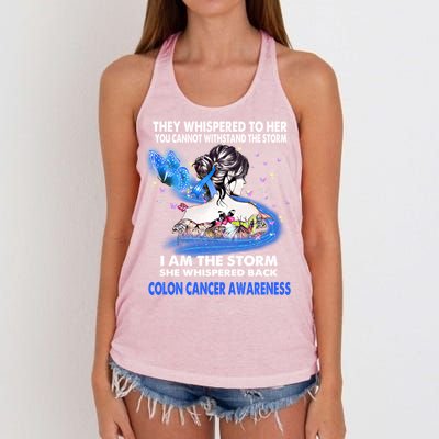 I Am The Storm Colon Cancer Awareness Gift Women's Knotted Racerback Tank