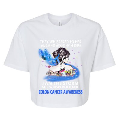 I Am The Storm Colon Cancer Awareness Gift Bella+Canvas Jersey Crop Tee