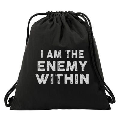 I Am The Enemy Within Harris Walz 2024 Drawstring Bag