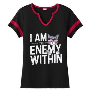 I Am The Enemy Within Kamala Harris 2024 Cat Lovers Funny Ladies Halftime Notch Neck Tee