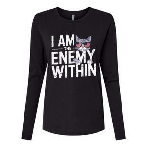 I Am The Enemy Within Kamala Harris 2024 Cat Lovers Funny Womens Cotton Relaxed Long Sleeve T-Shirt