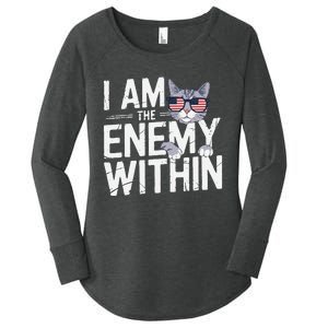 I Am The Enemy Within Kamala Harris 2024 Cat Lovers Funny Women's Perfect Tri Tunic Long Sleeve Shirt