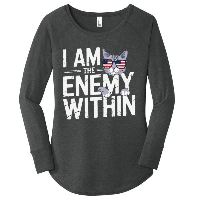 I Am The Enemy Within Kamala Harris 2024 Cat Lovers Funny Women's Perfect Tri Tunic Long Sleeve Shirt