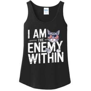 I Am The Enemy Within Kamala Harris 2024 Cat Lovers Funny Ladies Essential Tank