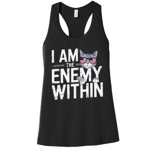 I Am The Enemy Within Kamala Harris 2024 Cat Lovers Funny Women's Racerback Tank