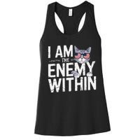 I Am The Enemy Within Kamala Harris 2024 Cat Lovers Funny Women's Racerback Tank