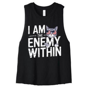 I Am The Enemy Within Kamala Harris 2024 Cat Lovers Funny Women's Racerback Cropped Tank