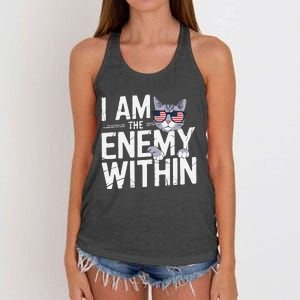 I Am The Enemy Within Kamala Harris 2024 Cat Lovers Funny Women's Knotted Racerback Tank