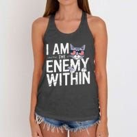 I Am The Enemy Within Kamala Harris 2024 Cat Lovers Funny Women's Knotted Racerback Tank