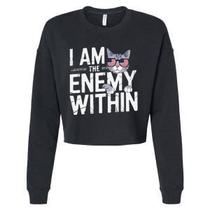 I Am The Enemy Within Kamala Harris 2024 Cat Lovers Funny Cropped Pullover Crew