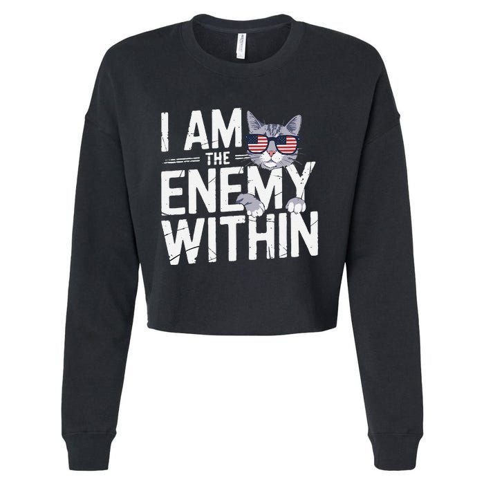 I Am The Enemy Within Kamala Harris 2024 Cat Lovers Funny Cropped Pullover Crew