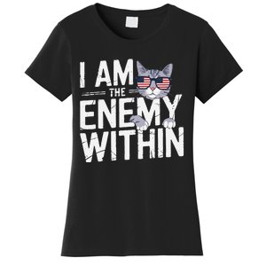 I Am The Enemy Within Kamala Harris 2024 Cat Lovers Funny Women's T-Shirt