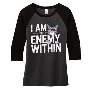 I Am The Enemy Within Kamala Harris 2024 Cat Lovers Funny Women's Tri-Blend 3/4-Sleeve Raglan Shirt