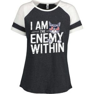 I Am The Enemy Within Kamala Harris 2024 Cat Lovers Funny Enza Ladies Jersey Colorblock Tee