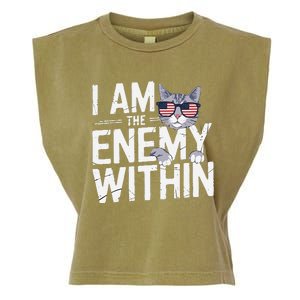 I Am The Enemy Within Kamala Harris 2024 Cat Lovers Funny Garment-Dyed Women's Muscle Tee