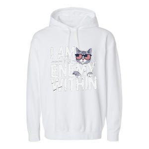 I Am The Enemy Within Kamala Harris 2024 Cat Lovers Funny Garment-Dyed Fleece Hoodie