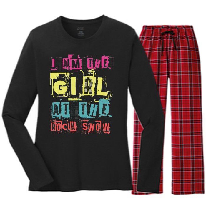 I Am The Girl At The R.O.C.K Show Funny Punk Rock Music Lover Women's Long Sleeve Flannel Pajama Set 