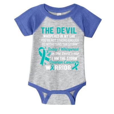 I Am The Storm Ovarian Cancer Warrior Funny Gift Infant Baby Jersey Bodysuit