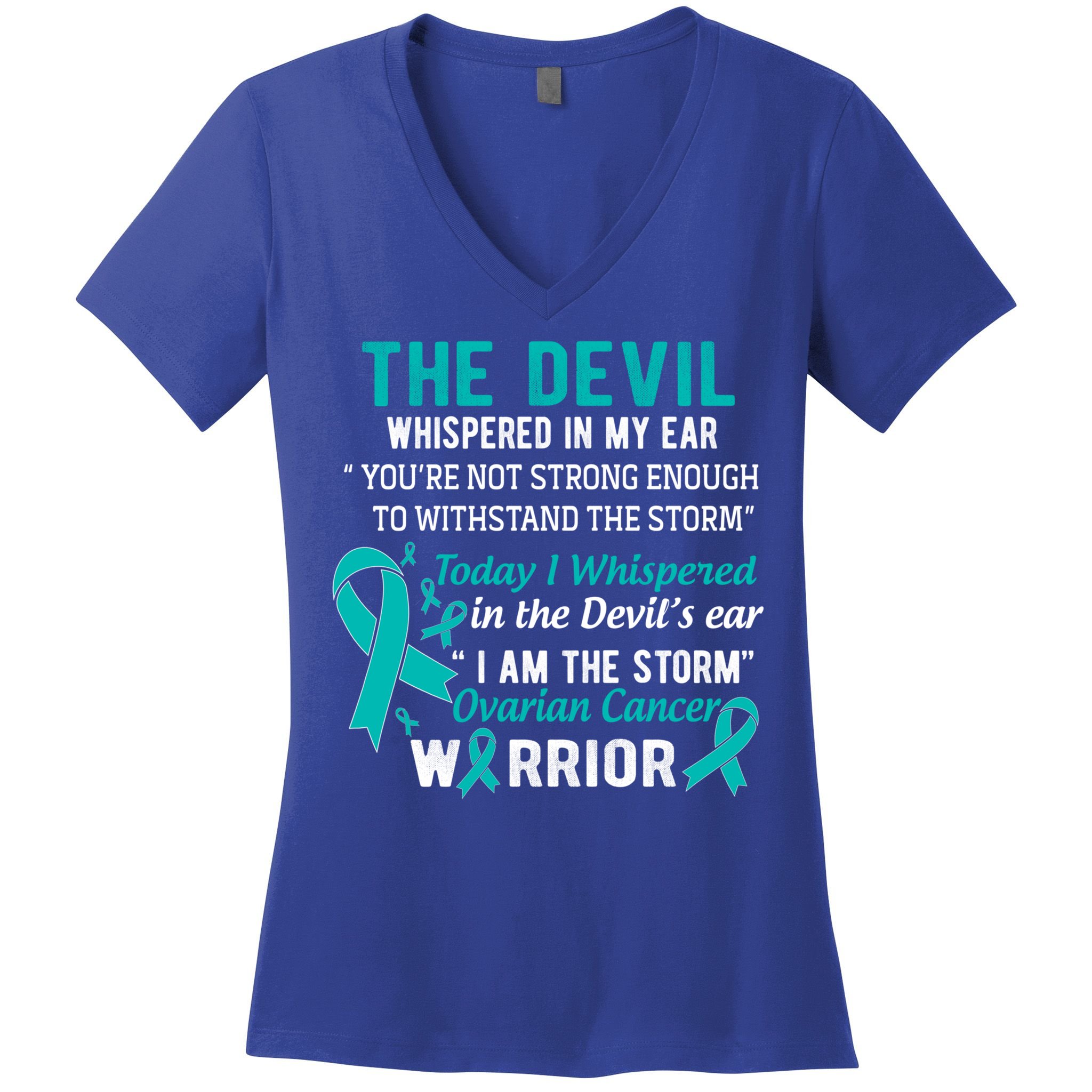 I Am The Storm Ovarian Cancer Warrior Funny Gift Women's V-Neck T-Shirt