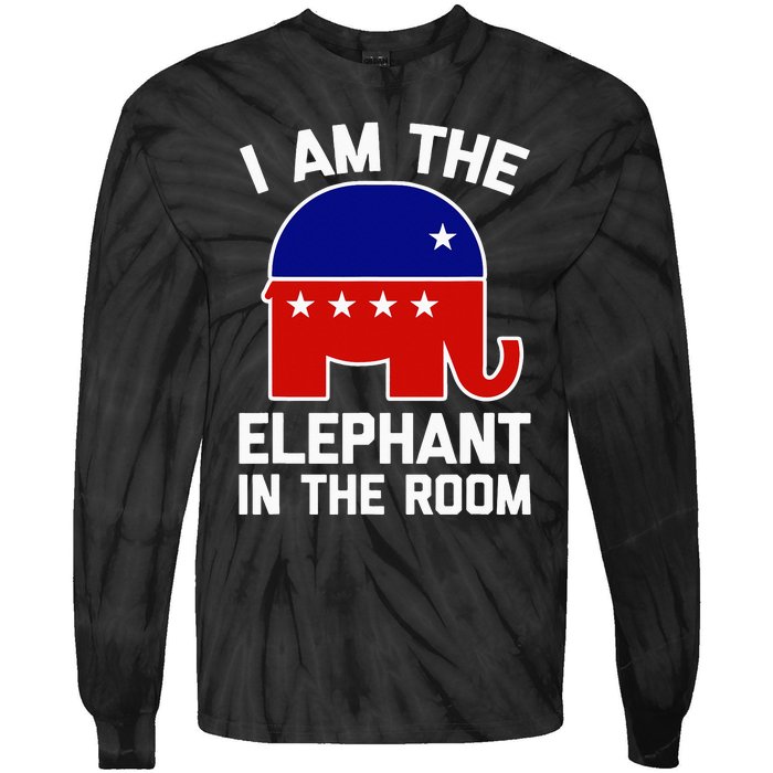 I Am The Elephant In The Room  Funny Pro-Trump 2024  Tie-Dye Long Sleeve Shirt