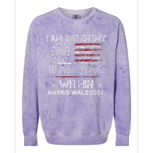 I Am The Enemy Within Harris Walz 2024 Colorblast Crewneck Sweatshirt