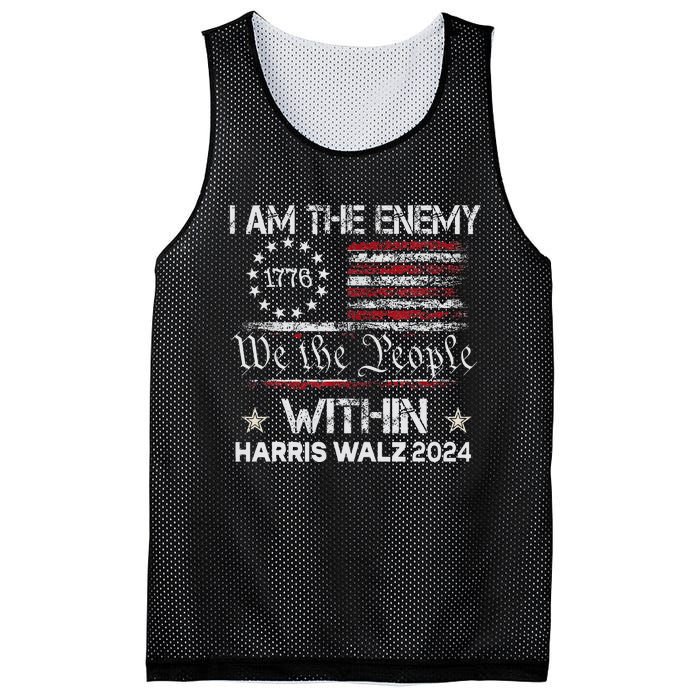 I Am The Enemy Within Harris Walz 2024 Mesh Reversible Basketball Jersey Tank