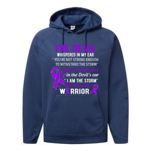 I Am The Storm Pancreatic Cancer Warrior Gift Performance Fleece Hoodie