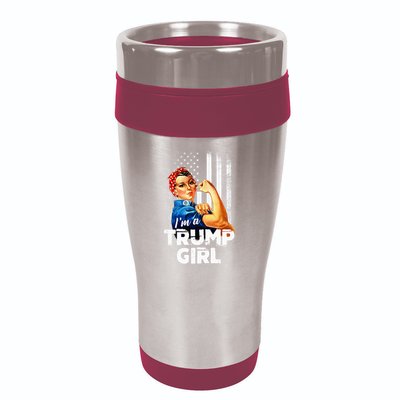 IM A Trump Girl Rosie The Riveter Us Flag 16oz Travel Tumbler