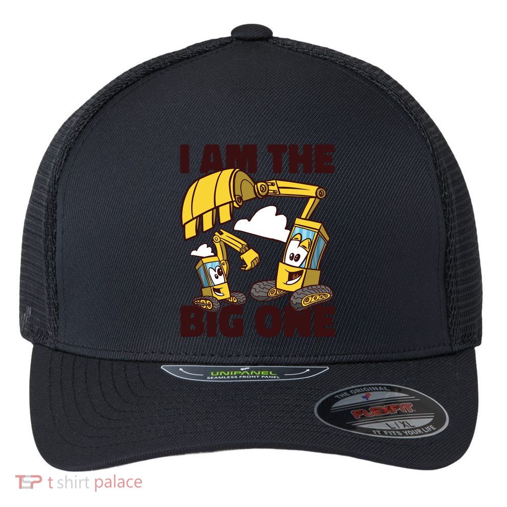 I Am The Big One Builder First Birthday Flexfit Unipanel Trucker Cap