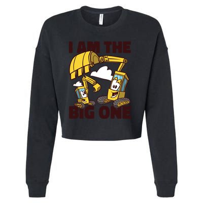 I Am The Big One Builder First Birthday Cropped Pullover Crew