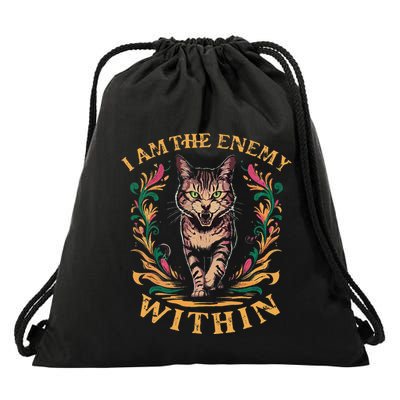 I Am The Enemy Within Drawstring Bag