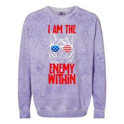 I Am The Enemy Within Pun Kamala Harris Cat Us Glasses 2024 Colorblast Crewneck Sweatshirt