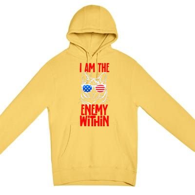 I Am The Enemy Within Pun Kamala Harris Cat Us Glasses 2024 Premium Pullover Hoodie