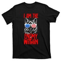 I Am The Enemy Within Pun Kamala Harris Cat Us Glasses 2024 T-Shirt