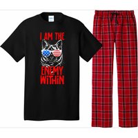 I Am The Enemy Within Pun Kamala Harris Cat Us Glasses 2024 Pajama Set