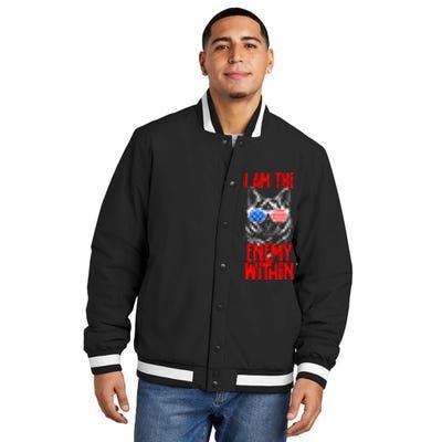 I Am The Enemy Within Pun Kamala Harris Cat Us Glasses 2024 Insulated Varsity Jacket