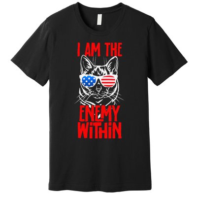 I Am The Enemy Within Pun Kamala Harris Cat Us Glasses 2024 Premium T-Shirt