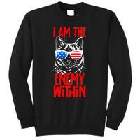 I Am The Enemy Within Pun Kamala Harris Cat Us Glasses 2024 Tall Sweatshirt