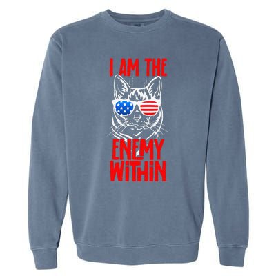 I Am The Enemy Within Pun Kamala Harris Cat Us Glasses 2024 Garment-Dyed Sweatshirt