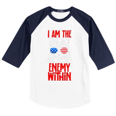 I Am The Enemy Within Pun Kamala Harris Cat Us Glasses 2024 Baseball Sleeve Shirt