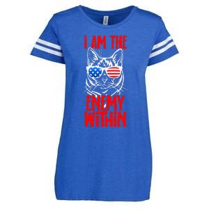 I Am The Enemy Within Pun Kamala Harris Cat Us Glasses 2024 Enza Ladies Jersey Football T-Shirt