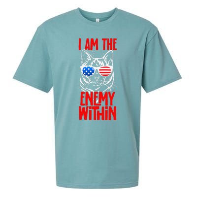 I Am The Enemy Within Pun Kamala Harris Cat Us Glasses 2024 Sueded Cloud Jersey T-Shirt