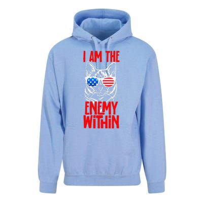 I Am The Enemy Within Pun Kamala Harris Cat Us Glasses 2024 Unisex Surf Hoodie