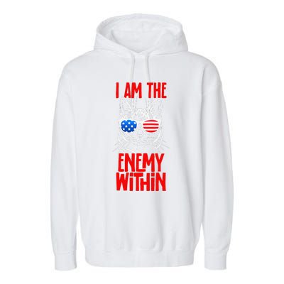 I Am The Enemy Within Pun Kamala Harris Cat Us Glasses 2024 Garment-Dyed Fleece Hoodie