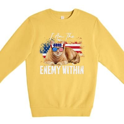 I Am The Enemy Within Pun Kamala Harris Cat Us Glasses 2024 Premium Crewneck Sweatshirt