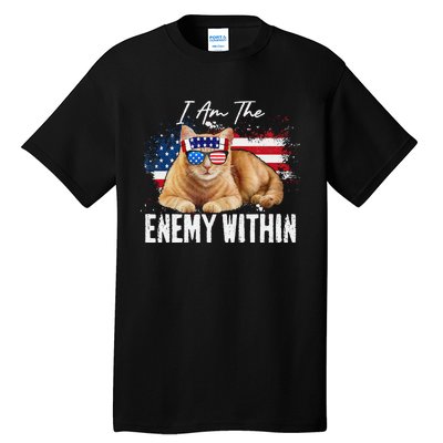 I Am The Enemy Within Pun Kamala Harris Cat Us Glasses 2024 Tall T-Shirt