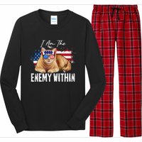 I Am The Enemy Within Pun Kamala Harris Cat Us Glasses 2024 Long Sleeve Pajama Set