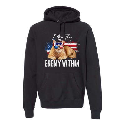 I Am The Enemy Within Pun Kamala Harris Cat Us Glasses 2024 Premium Hoodie