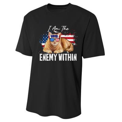 I Am The Enemy Within Pun Kamala Harris Cat Us Glasses 2024 Performance Sprint T-Shirt