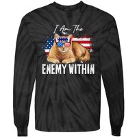 I Am The Enemy Within Pun Kamala Harris Cat Us Glasses 2024 Tie-Dye Long Sleeve Shirt